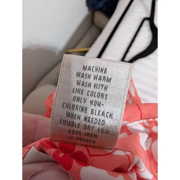 Coral Floral Summer Button Up Shirt Women’s Large Lightweight Top Feminine - Picture 6 of 6